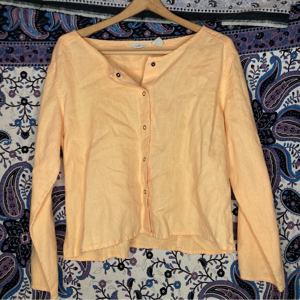 J. Jill Peach Button-Down Linen Shirt